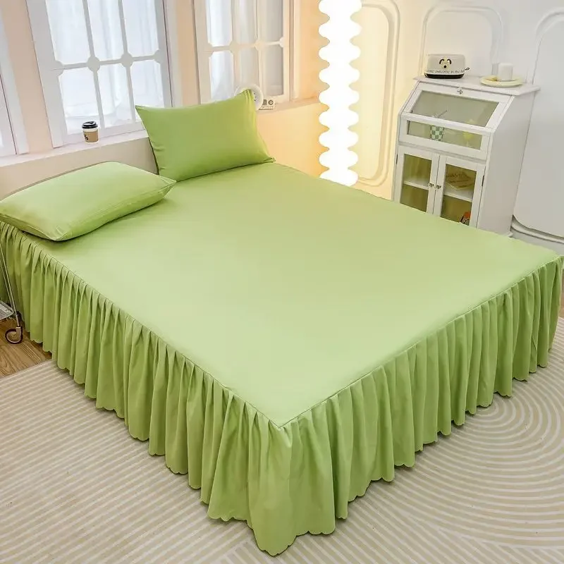 Luxury Hotel Style Bed Skirt King Size 180x200cm Dust Ruffle With Elastic Hem Deep Pocket Fitted Sheet Protector Plain Design