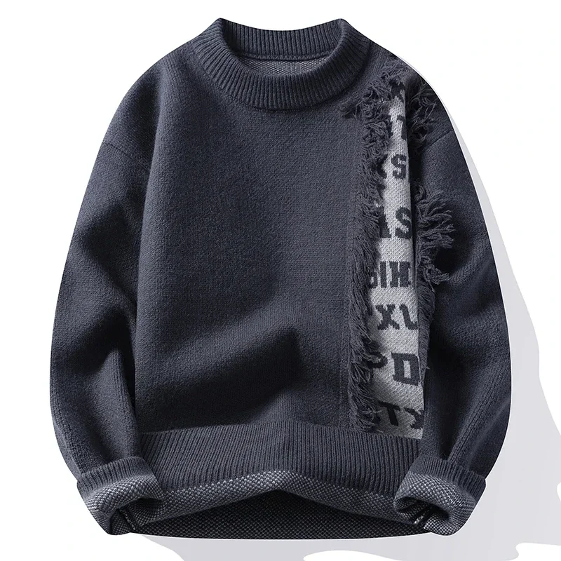 Pull Homme 2024 Fall Winter Fashion Hole Ripped Sweater Mens High End Thick Warm Cashmere Jumper Casual Loose Knit Sweaters Male