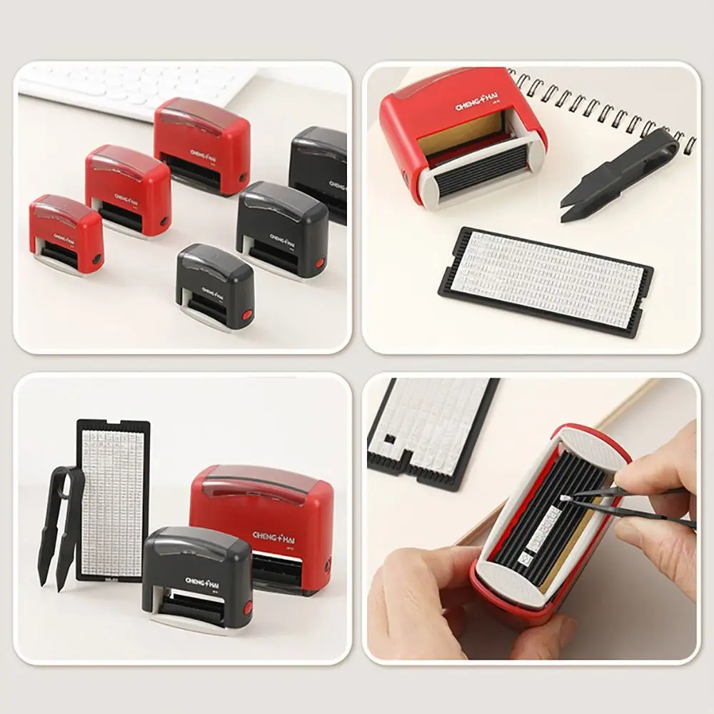 Automatic Ink Return DIY Stamp Kit Red Black Multi-size Self Ink Stamp Set Plastic Letters Plate Monogram Printing Stamp