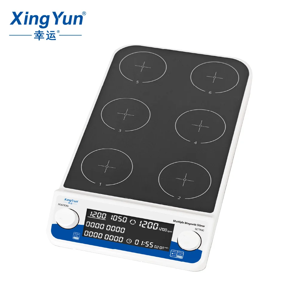 Multiple Magnetic Stirrer Timer Speed Adjustable with LCD Display 4 Mixing Points Not Heating