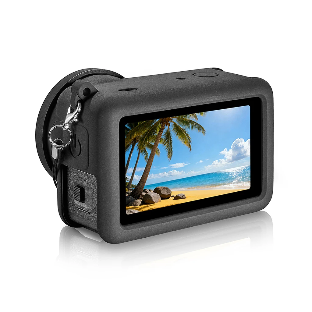 Silikon-Schutzhüllen-Set für die DJI Osmo Action 6 Kamera mit Objektivdeckel und Handschlaufe für schnellen Batteriezugriff, kratzfest und stoßdämpfend. – Detail 3