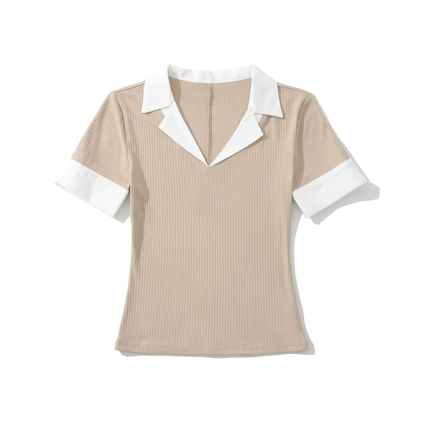 التصميم الأمريكي تحسس irt طوق ort Sve تي شيرت المرأة الصيف التخسيس ort طول أعلى اللون Blo Commute Sle V-Ne #2