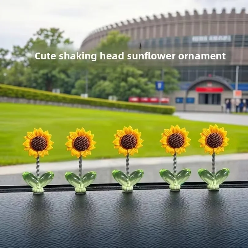 Cute Shaking Sunflower Car Decor Funny Dashboard Ornament for Car Interior Styling
