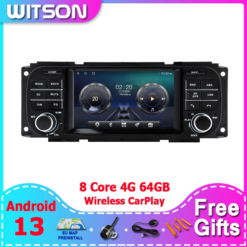 WITSON Android 13 Car Audio Player for JEEP Grand Cherokee Liberty Wrangler Chrysler for Dodge GPS DSP Carplay Vehicle Radio