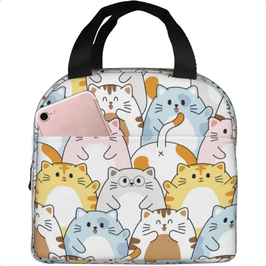 

Cute Cat Kawaii Kitten Lunch Bag Insulated Lunch Box Reusable Lunchbox Waterproof Portable Lunch Tote For Women Men Girls Boys