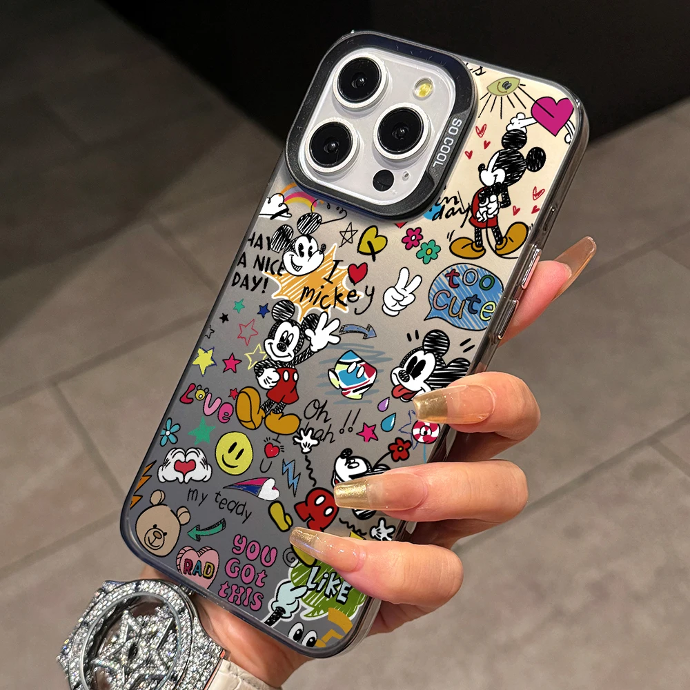 Disneys Doodle Mickeys Phone Case for Xiaomi Redmi 14C 13C 12C 10 Note 15 14 13 12 Pro Plus 4G 5G Silver Hard Cover - view 3