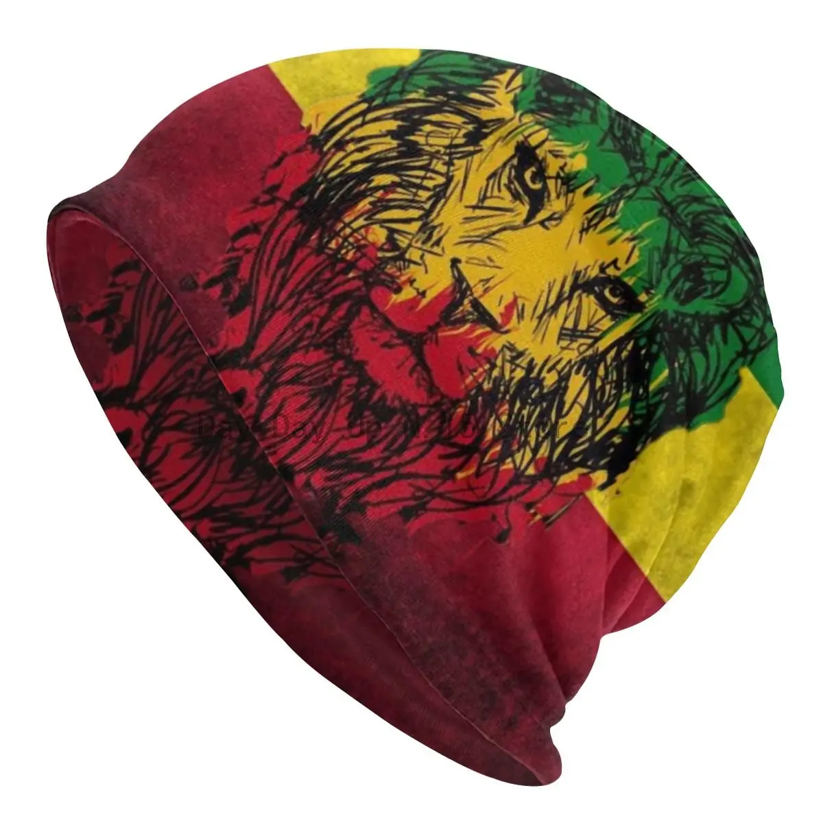 

Lion Of Judah Rasta Jamaican Reggae Bonnet Femme Hippie Knitted Skullies Beanies Cap Warm Rastafarian Art Slouchy Beanie Hat