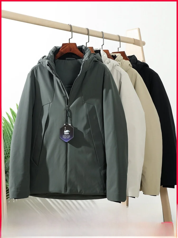 

Men's Outdoor Winter Jaet 90 Goose down Waterproof Warmth Hooded Luxury Lightweight Nylon Fabric Zipper Closure Long Sve