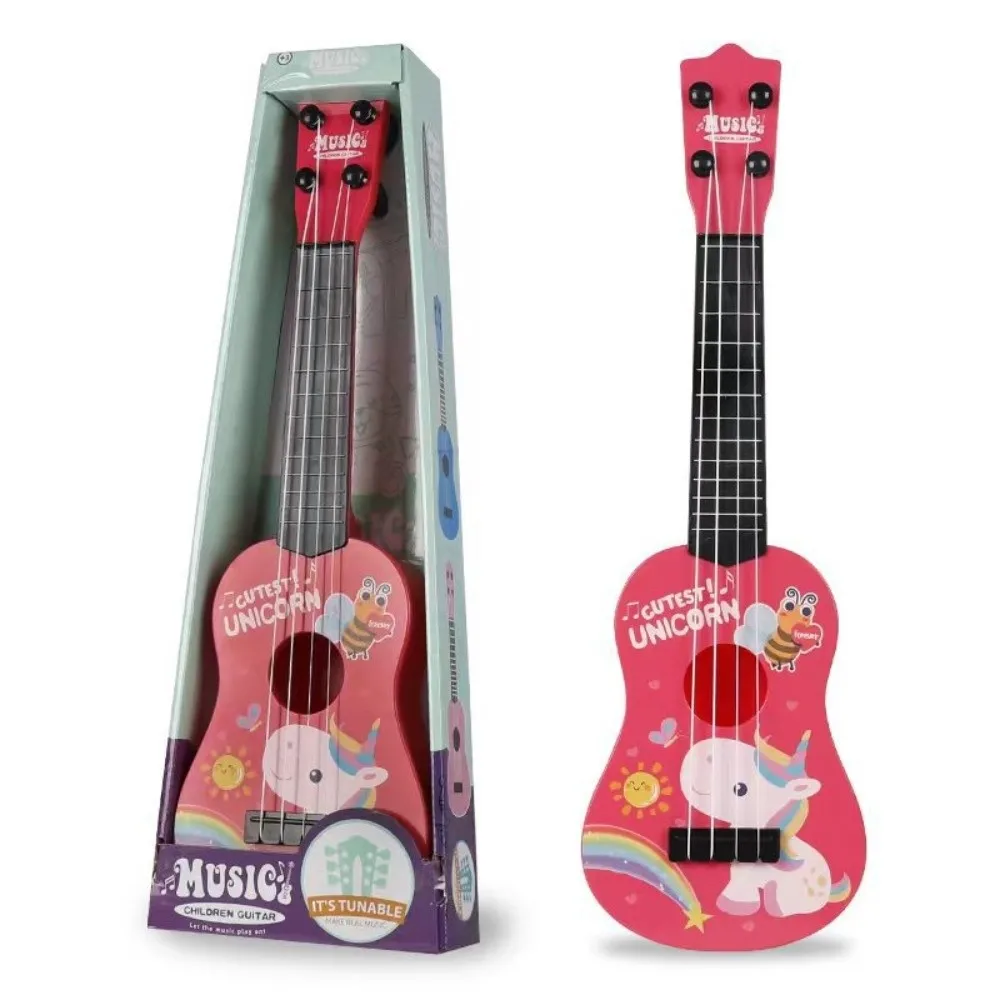 Cartoon Playable Children Ukulele Toy 4 Strings Montessori Music Toy Instruments Toy Playtime Learning