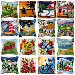 Scenery Series Cushion Smyrna Button Package Sunset Latch Hook Throw Embroidery Pillow Foamiran For Needlework Pillow Embroidery