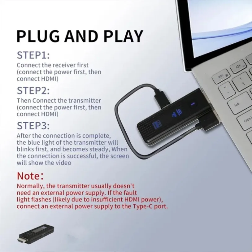 HDMI 対応ビデオ ワイヤレス トランスミッター レシーバー/エクステンダー 150 フィート 5.8G 1080P 送信 PC/ラップトップ/TV ボックスを TV/モニター/プロジェクターに送信