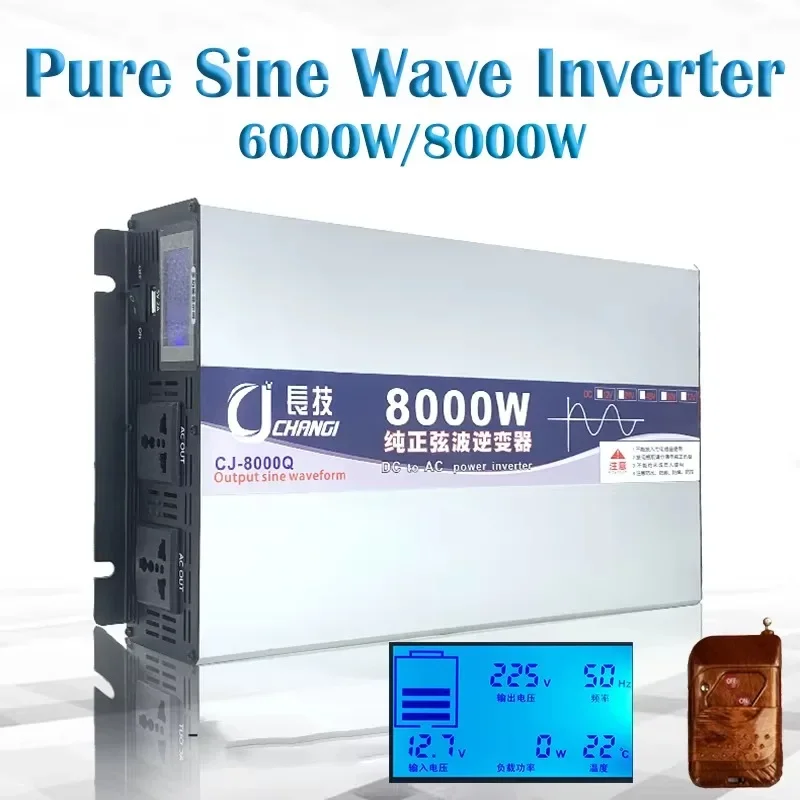 Pure Sine Wave Inverter 12v 220v Power 4000W 5000W 6000W 8000W Solar Car Inverters With USB Multi Function Display Converter