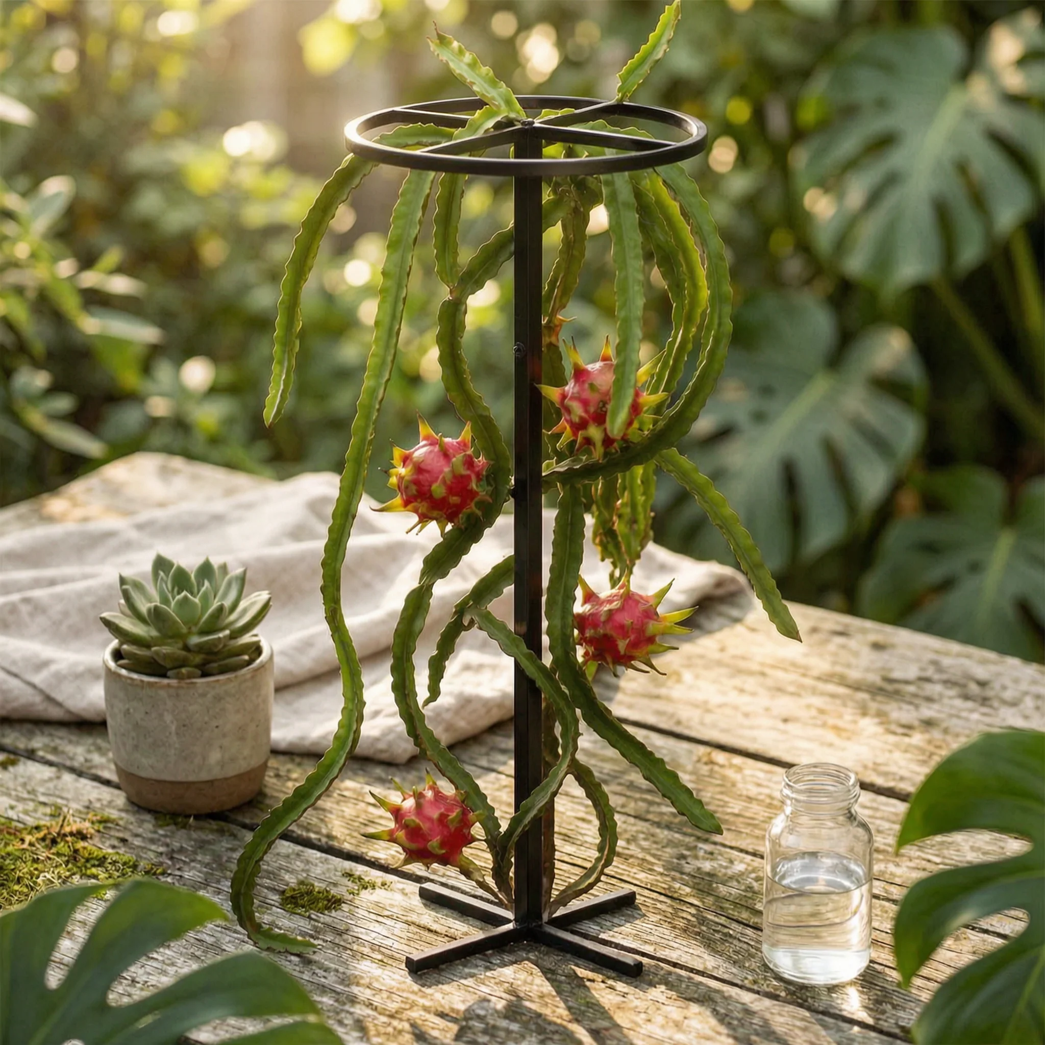 Dragon Fruit Trellis Heavy Duty Dragon Fruit Support Frame Adjustable Vertical Garden Trellis Space Saving Powder Coated