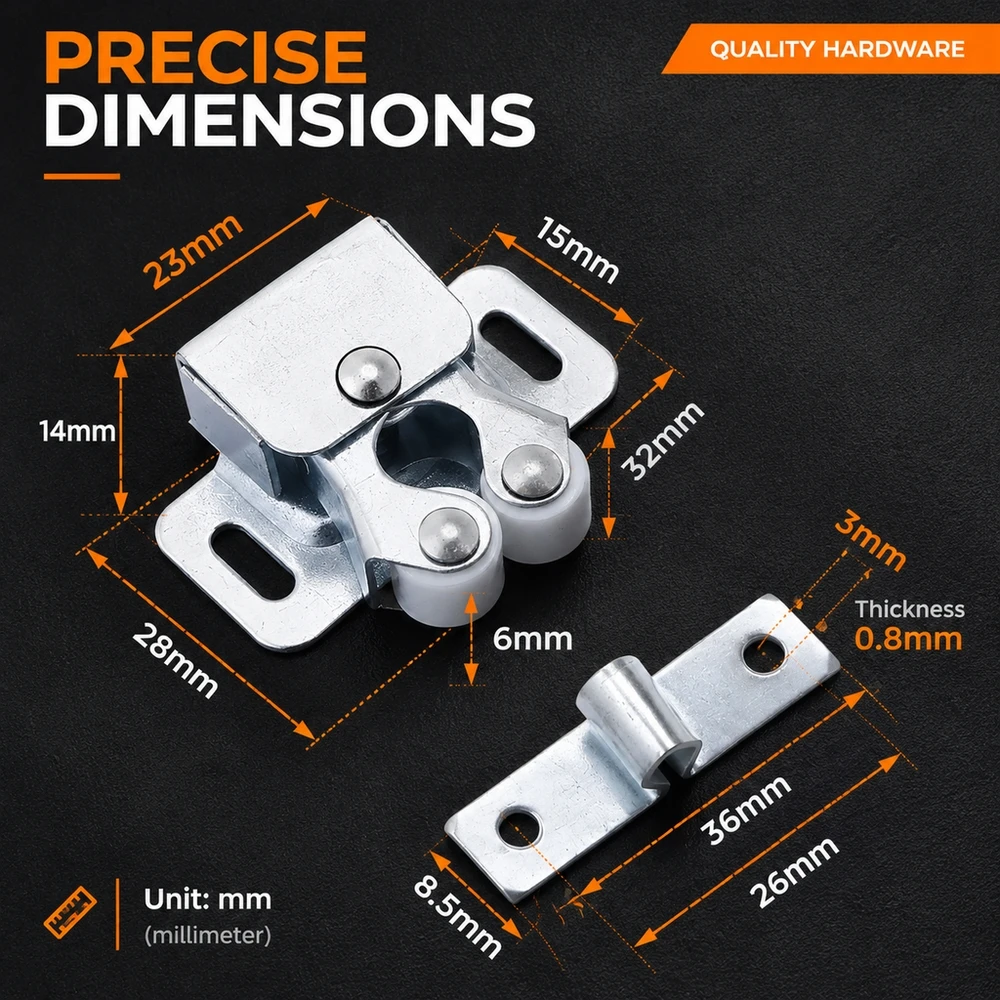 Magnetic Cabinet Door Catch Push Open Self Closing Latch Hardware for Kitchen Cupboards Wardrobes Dressers Closet Doors