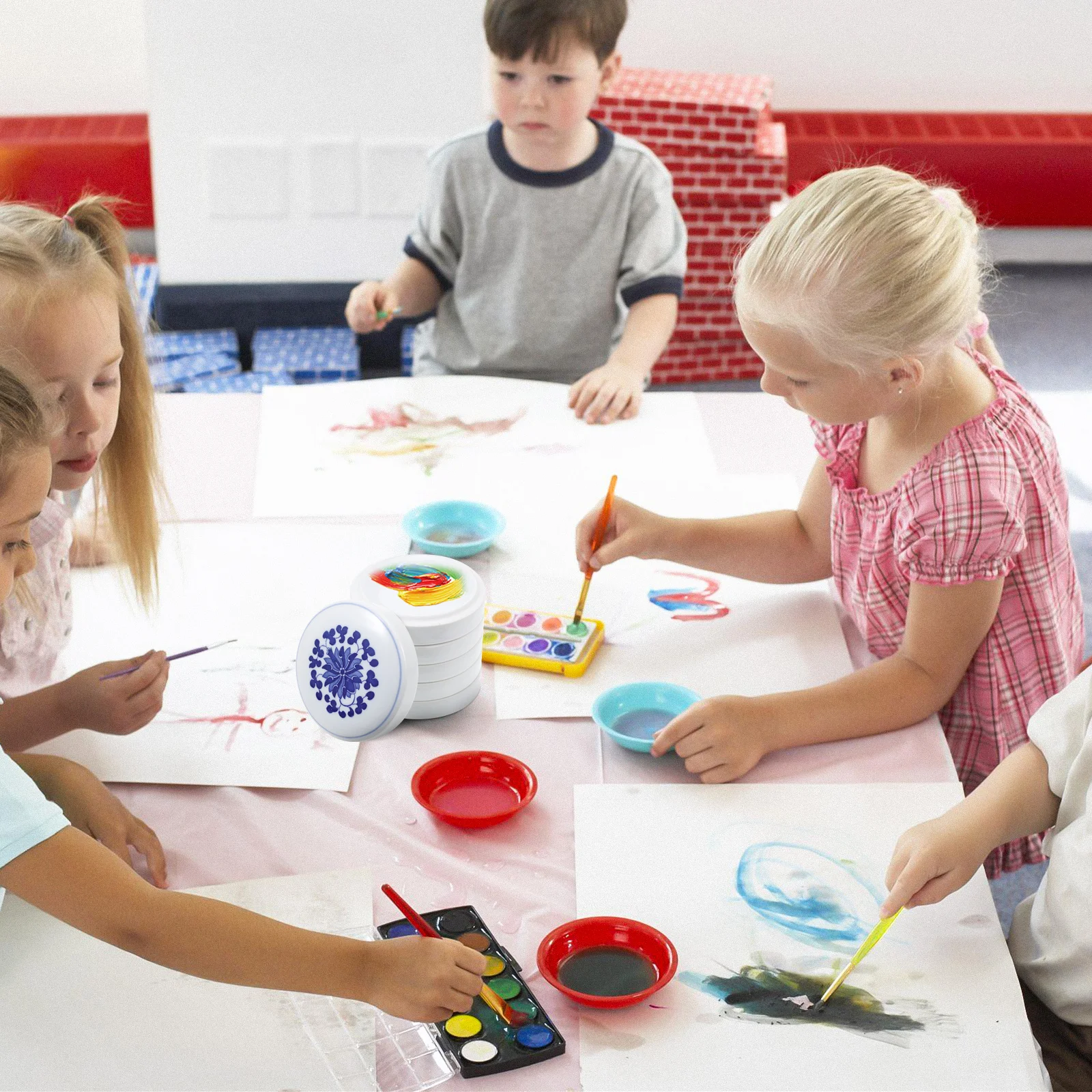 مجموعة واحدة من ألواح السيراميك المستديرة متعددة الطبقات للدهانات المختلفة، متجر سهل الحمل، هدية مثالية لطلاب الأصدقاء