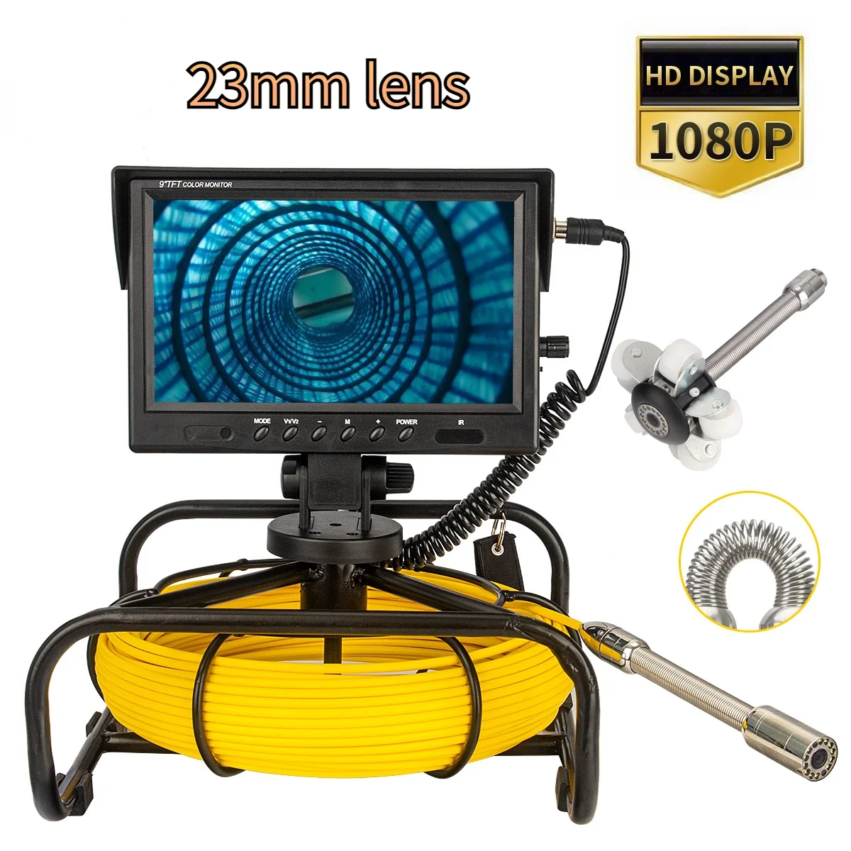 

WP9603A 23mm 9inch Endoscope Inspection Camera 20/30/50m Cable IP68 Waterproof HD 1080P Pipe Sewer Drain Video Inspection Camera