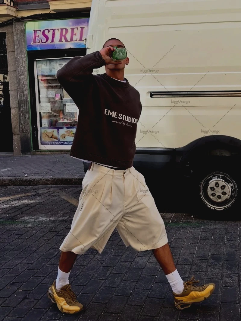 2025 americano Casual invierno suelto de manga larga Top hombres Y2k gótico Hip-hop Rock carta bordada camiseta de gran tamaño mujeres