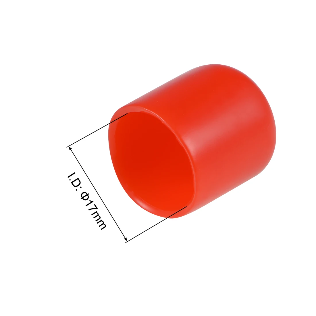50Pcs Rubber End Caps 17mm ID Vinyl Vinyl Round Tube Bolt Cap Cover Screw Thread Protectors Red