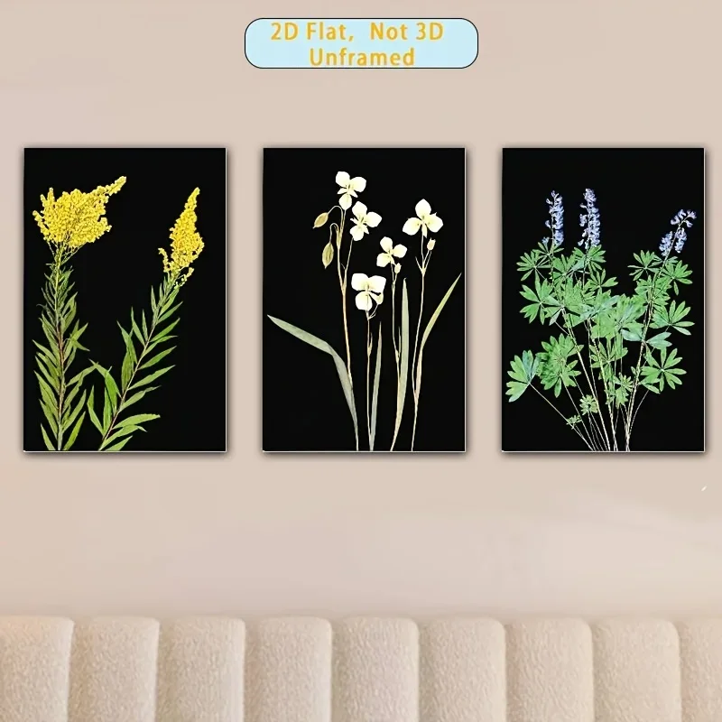 2D Flat, 2D Flat, 3pcs Set, 2D Flat Product Without Frame, Wall Decoration, Canvas Poster, Artistic Wall Painting of Posters,
