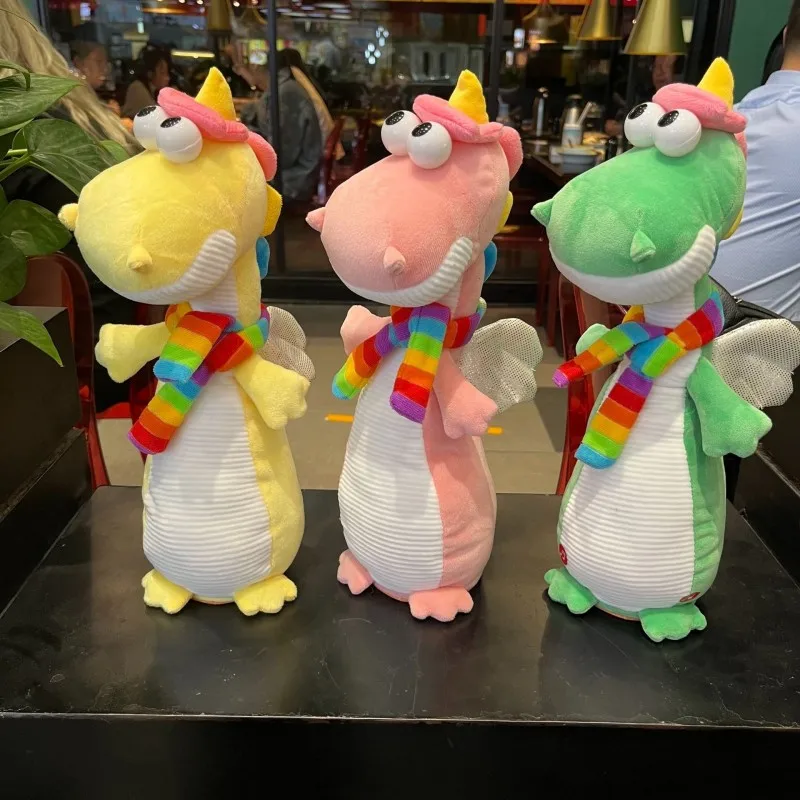 

2025 new singing and dancing doll plush toy cartoon dinosaur electric toy interactive recording learning to speak