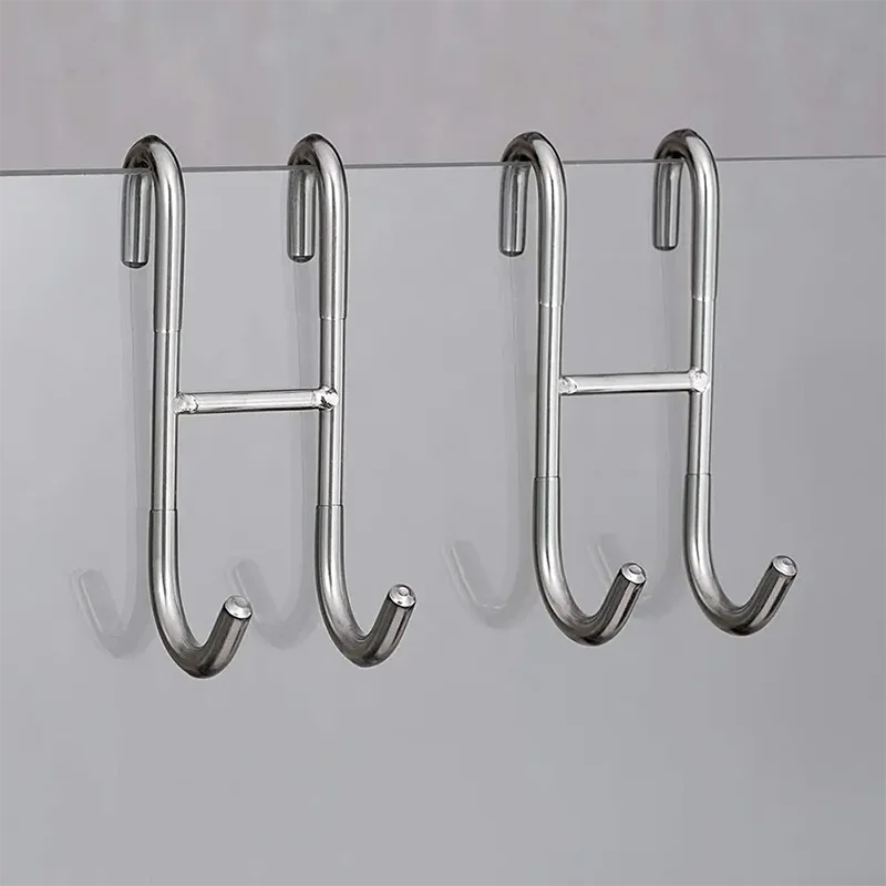 12*5*1.2cm Double S-shaped Hook 304 Stainless Steel Storage Hanger For Glass Door Type Shower Hook Kitchen/Bathroom Towel Rack