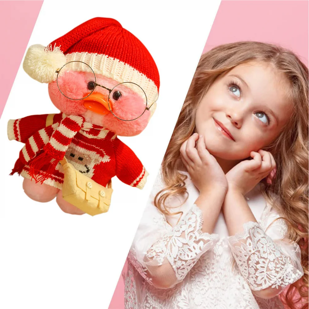 30Cm natale anatra gialla peluche peluche morbido con cappello carino e occhiali Hugglable natale anatroccolo regali per bambini