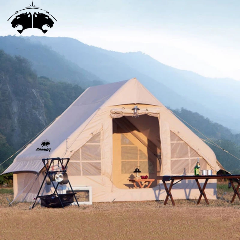 Large Portable Inflatable PartyTent Waterproof Air Pole Cabin Tent for Family Outdoor Camping Travel
