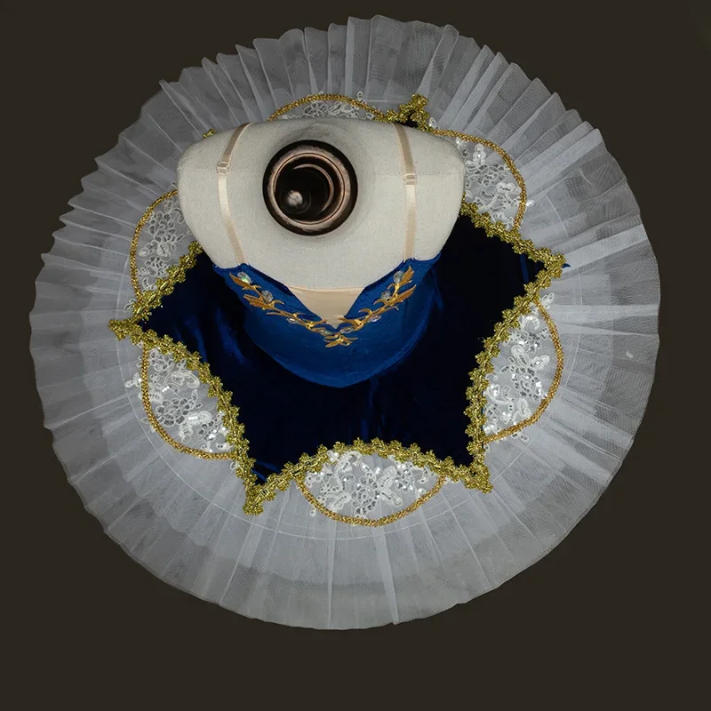 Personalização azul tutu profissional para crianças, trajes do Lago dos Cisnes, panqueca tutu, vestido de bailarina, balé tutu para meninas, high-end
