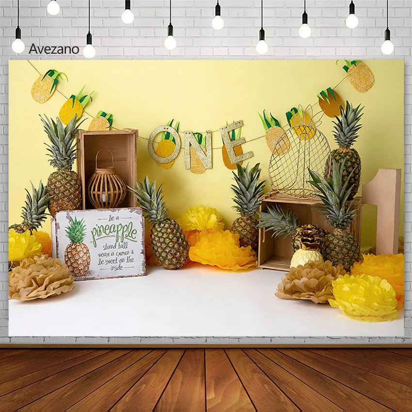 Avezano Photography Background Pineapple Baby 1st Birthday Portrait Fruit Summer Backdrop Decor Photo Studio Photocall Photozone