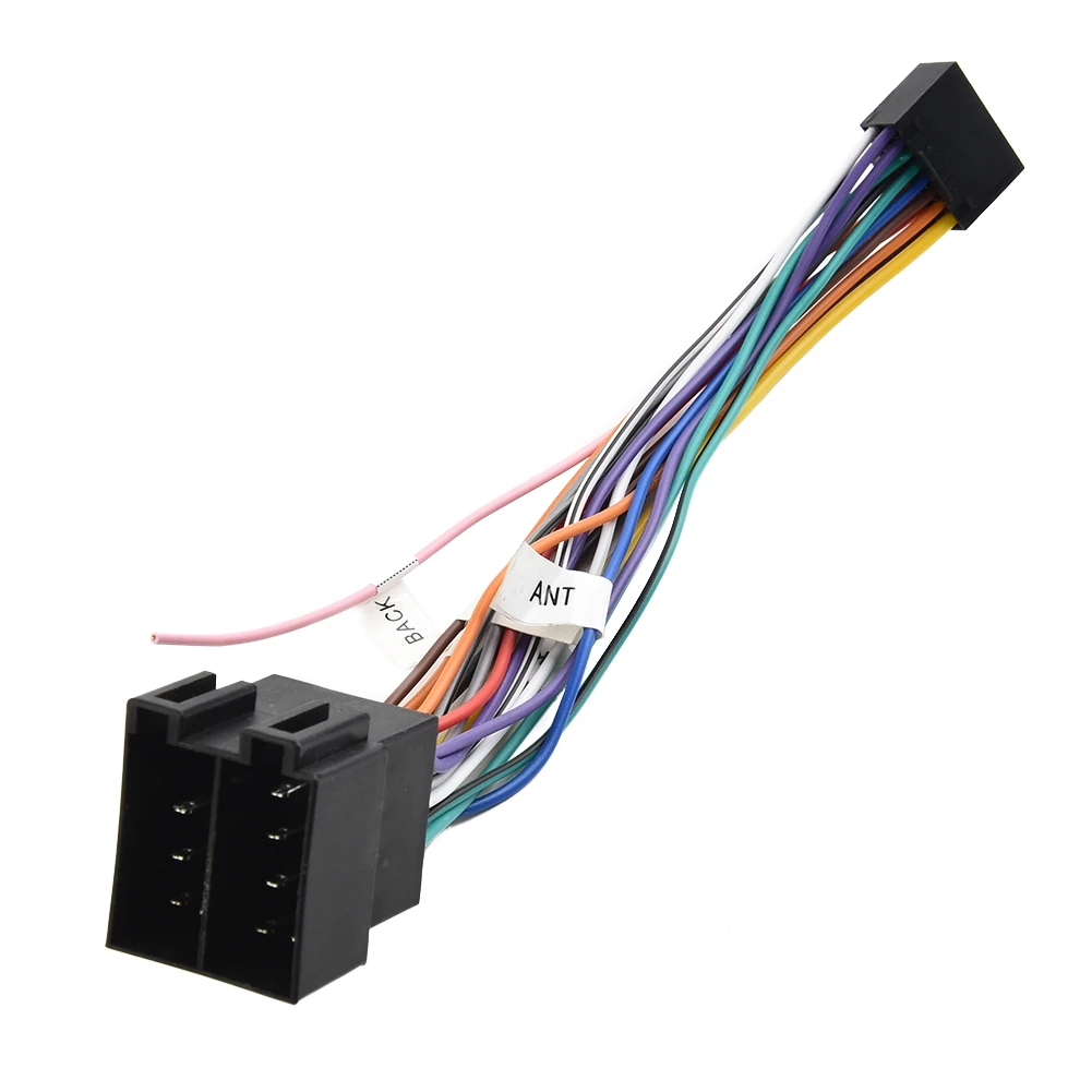 16 Pin To ISO Connector Harness Adapter Plug Play Extension Wiring Cable For Aftermarket Car Audio Radio Head Unit