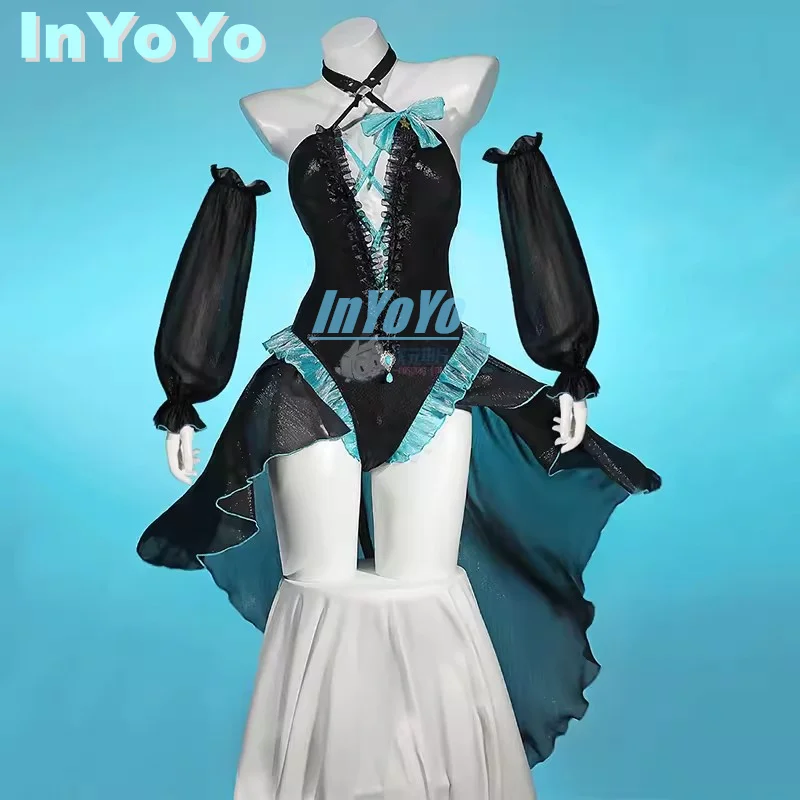 InYoYo Lynette Cosplay Summer One-Piece Swimsuit Swimwear Swimming Genshin Impact Game Suit Costume Party Dress Outfit Women New