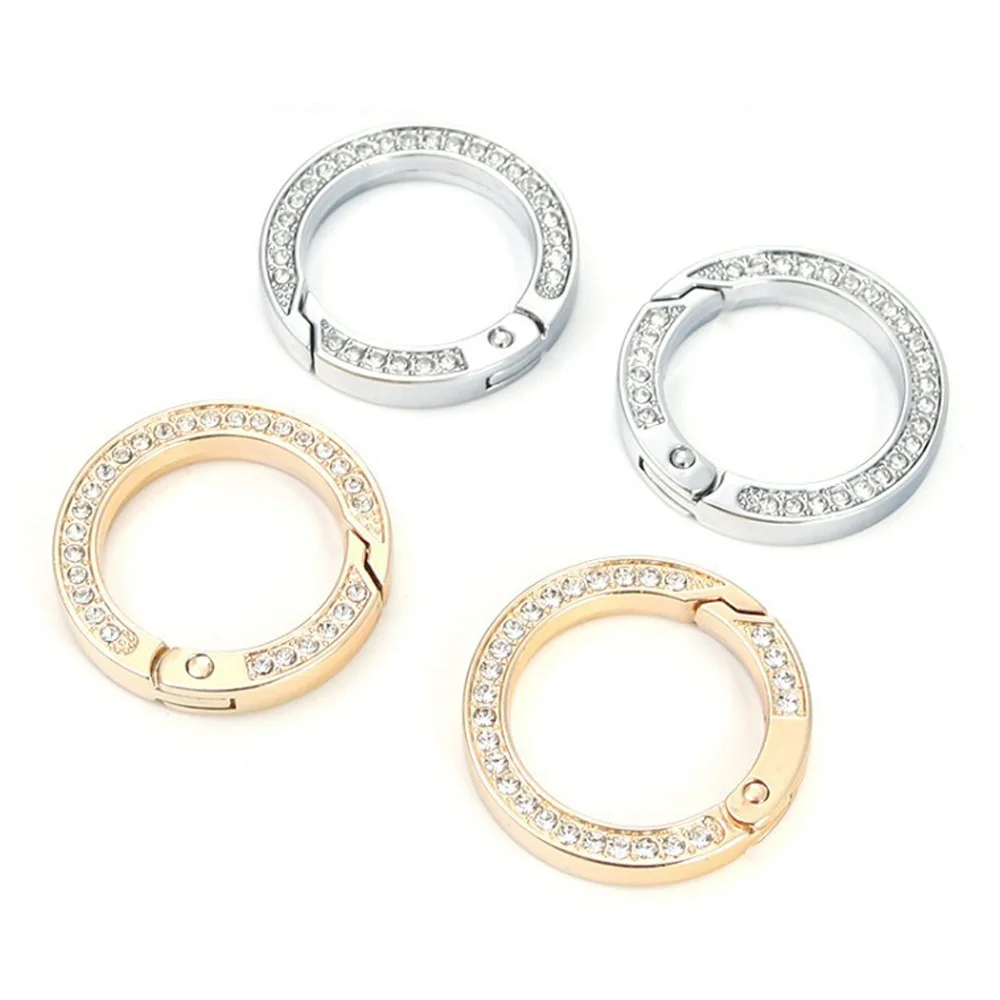 

Crystal Rhinestone Spring O Rings Round Openable Carabiner Snap Buckle DIY Pendant Bag Strap Elegant Keyring Keychain Hook