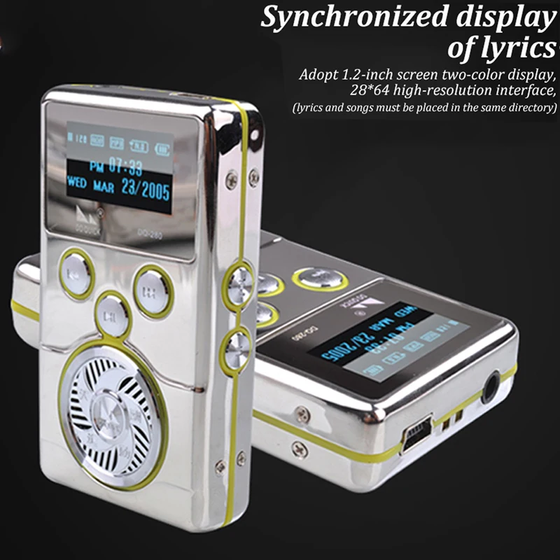 Mini MP3 Player Metal Music Player 8GB Sports Running Walkman Built-in Speaker MP3 with Screen Support Fm Radio/Recording/E-book