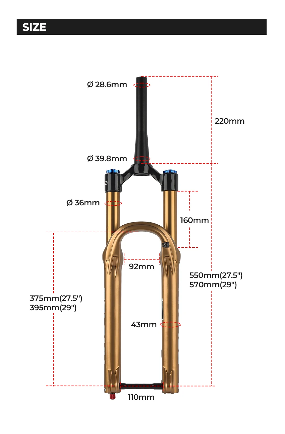 BOLANY MTB air fork 27.5/29 inch 160mm travel 36mm tube 15x110mm MTB supercharged damped adjustable suspension fork Parts