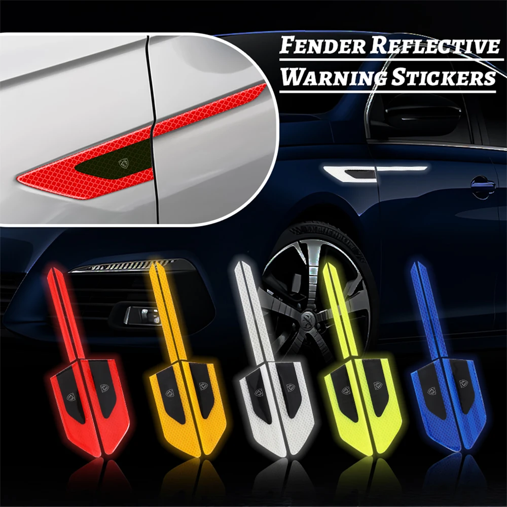 Car Door Fender Warning Reflector Tape Stickers Decal For Peugeot 206 307 308 3008 207 208 407 408 508 2008 5008 107 106 205