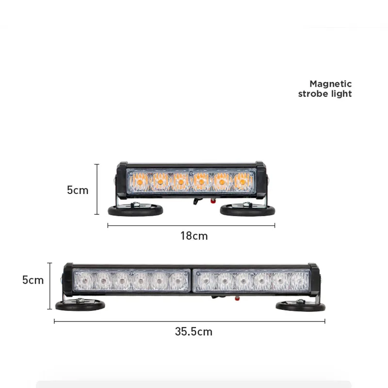 Portable charging flash light for cars and trucks, strong magnetic suction top counterattack light, wireless remote control warn
