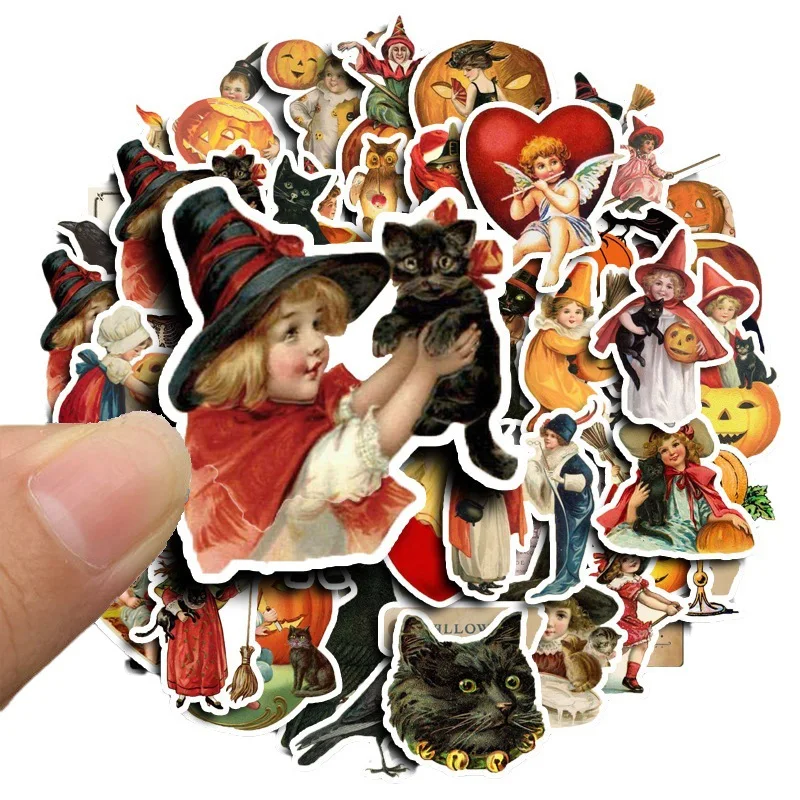 10/30/50PCS Retro Horror Halloween Pumpkin Cartoon Sticker DIY Phone Laptop Luggage Skateboard Graffiti Decals Fun for Kid Toy