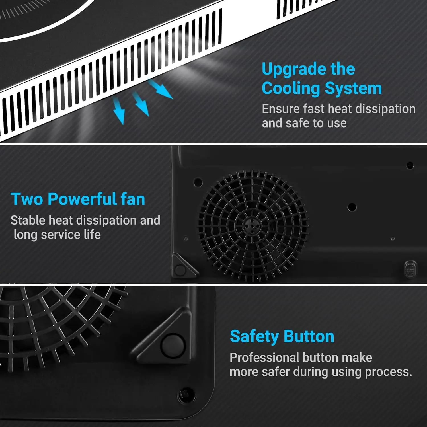 Aobosi-Table de cuisson à double induction, cuisinière à induction portable avec 2 brûleurs, contrôle indépendant, corps ultra fin, 10 températures