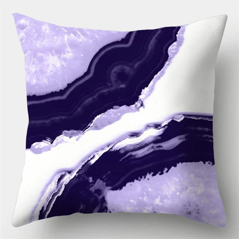 Purple printed peach leather pillowcase sofa cushion cover  home decoration living room office seat