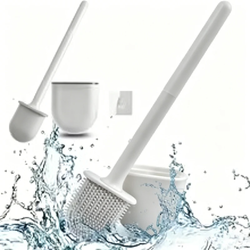

Wall Mounted Toilet Brush Set Flexible Flat Head Toilet Cleaner Brush for WC Bathroom Deep Cleaning Dead Ends and Corners