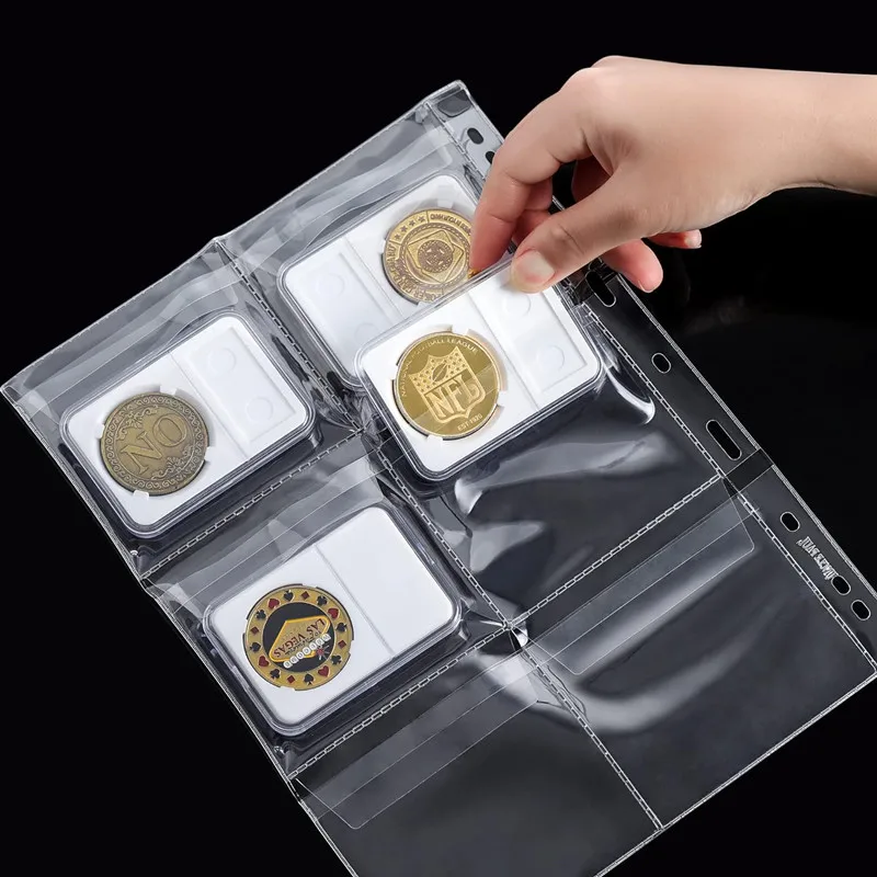 6 Pocket Coin Pages Standard 9-Hole 10PCS Plastic Coin Holders Stamp Collector Supplies for Coin Stamp Currency Collection