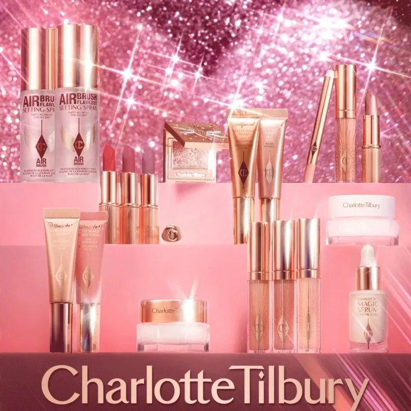 

Косметика Charlotte Tilbury: блеск для губ Mirror Gloss, бальзам для губ, пудра, палетка цветов, кремовые румяна, хайлайтер, жидкий хайлайтер.