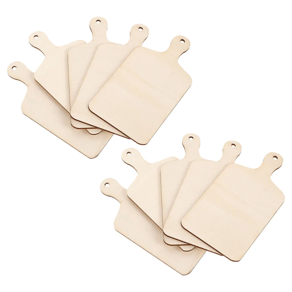 

10 Pcs DIY Wooden Cutting Board for Crafts Decor Paddle Service Drawing Chopping with Handle Boards Child
