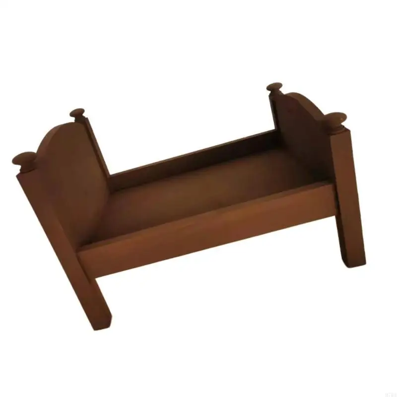 97BE Newborns Photoshoots Wooden Bed/Side Table Props Solid Color Baby Posing Furniture Photography Crib/Table for Studio
