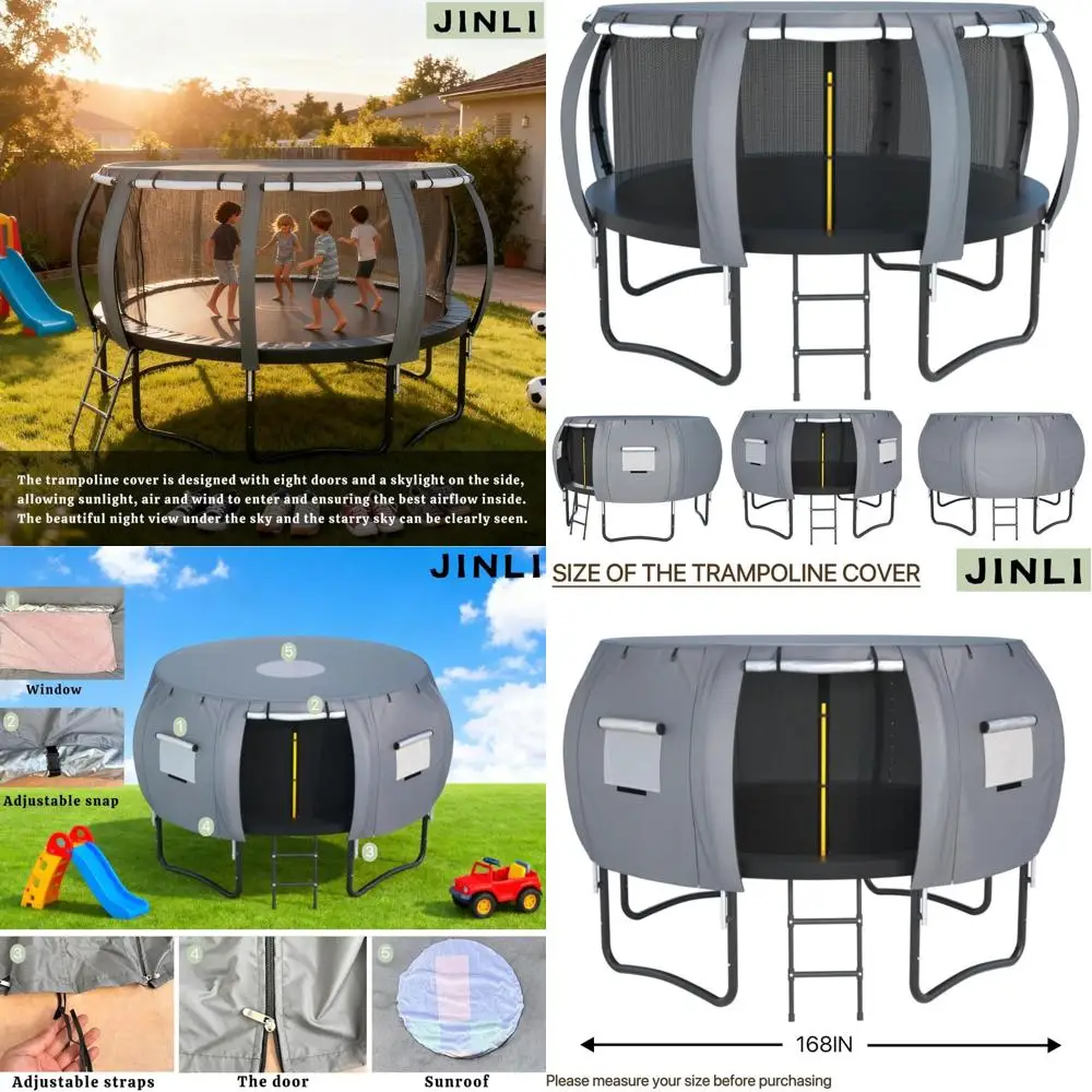 

Round Trampoline Tent 14FT (Tent only) Trampoline Sunshade Cover Oxford Fabric- Suitable for 8-Pole Round Trampolines- Outdoor T