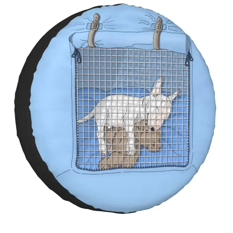 

Cute Bull Terrier Tire Cover 4WD 4x4 Trailer Puppy Dog Spare Wheel Protector Fit for Jeep Wrangler 14" 15" 16" 17" Inch