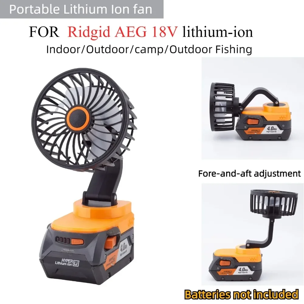 Portable Lithium Ion Fan for Ridgid AEG 18V Lithium-ion Fore-and-aft Adjustment For Indoor/Outdoor/camp/Fishing(No Battery)