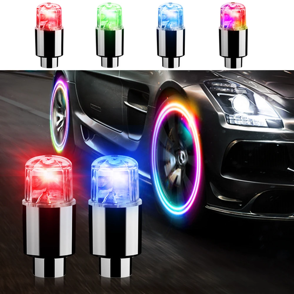 LED Tire Valve Cap Luminous Tire Valve Cover Tyre Hub Wheel Lights Car Decoration LED Lights Nipple Caps For Auto Accessories