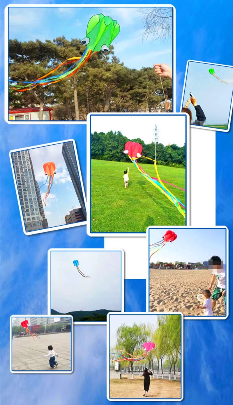 gratis verzending grote octopus kite fly nylon kite weifang kite fabriek grote kite wiel lopen in sky outdoor fun speelgoed kite lijn reel