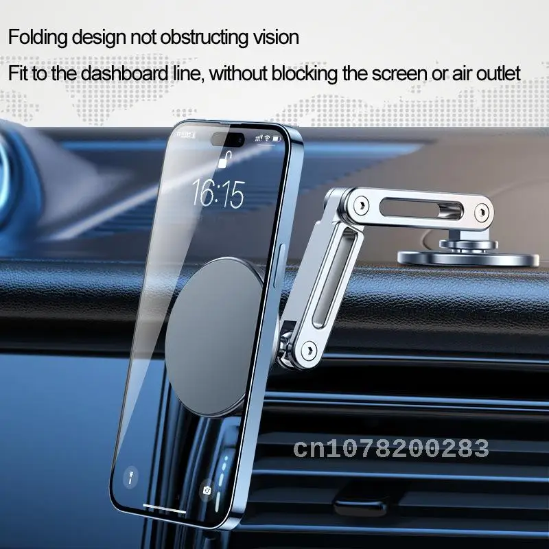 Suitable For Tesla Magnetic Suction Car Phone Holder Magsafe Suspended Screen Car 360 Degree Rotation Metal Aluminum Alloy